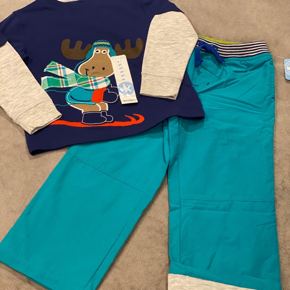 NWT- Boys Long-Sleeve Shirt and Pants (size 4T)